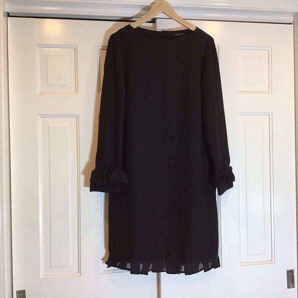 Banana Republic Black Dress Sz8 Ruffle Old Money Capsule Cocktail Event Career